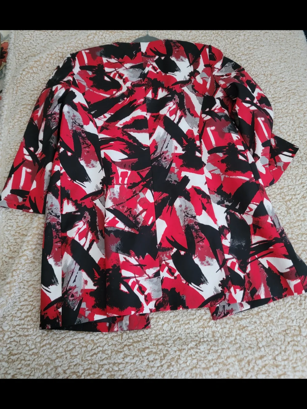 Kasper Red Black White Abstract Print Blazer